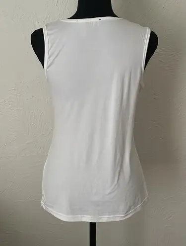 Fitted White Sleeveless Scoop Neck Tank Top Size M