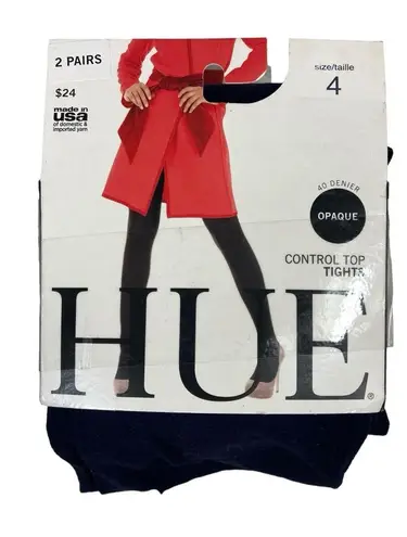 Hue NWT expresso brown + black opaque control top tights size 4 L XL