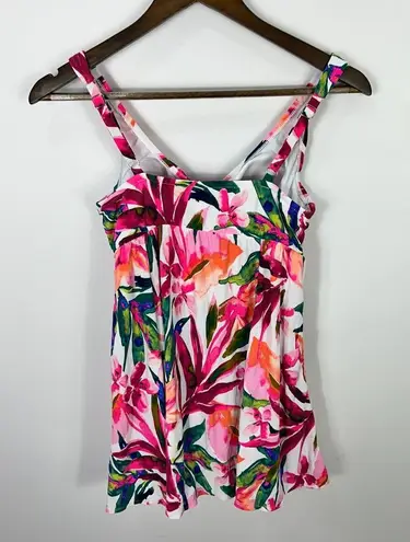 Bal Harbour Swimdress Women Size 10 Pink Tropical Floral Adjustable Resort Cruis