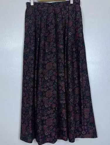 Dillard's PBM  Vintage Wool Floral Maxi Skirt Size 10 W 29” Pleated Pockets NWT