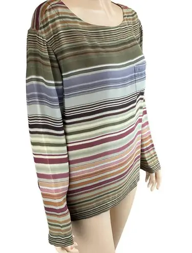 Michael Stars  Top Size Medium Multicolored Striped Silk Long Sleeve Blouse