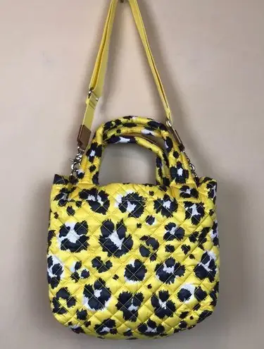 MZ Wallace New York Yellow Leopard Metro Tote Deluxe Adjustable Strap Medium Bag