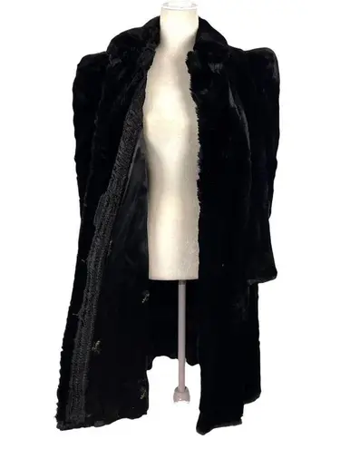 Vintage 50's R.H. White’s Boston Women’s Long Maxi Black Fur Coat Size Small