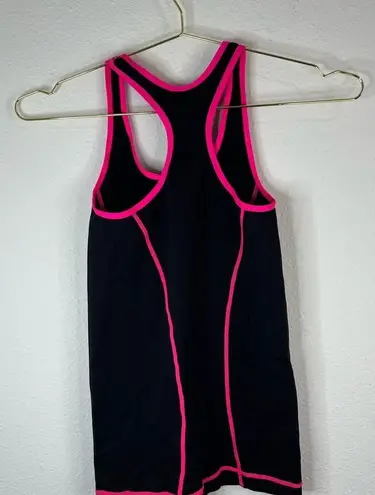 Splash Black and Pink Contrast Trim Stitched One Size Stretch Tank Top Athletic