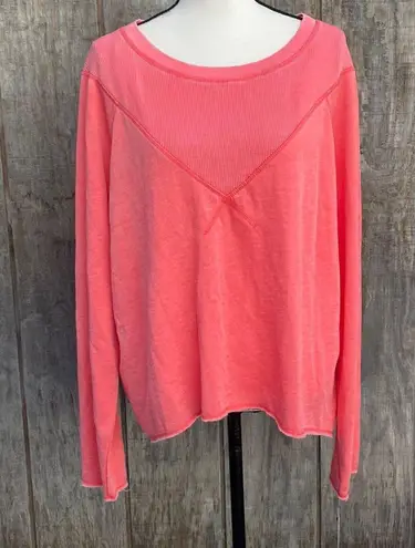 Marc New York Coral Long Sleeve Athleisure Slouch Shoulder Top Size XL