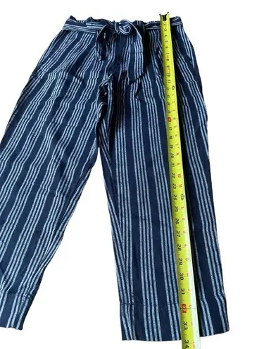 Loft  2 Piece Linen Jumpsuit Pinstriped Navy and White Womens Size 4P NWT