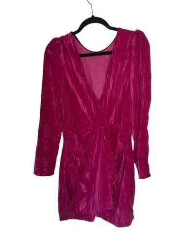 Saylor Tenley Hot Pink Long Sleeve Velvet Mini Dress Size M NWT