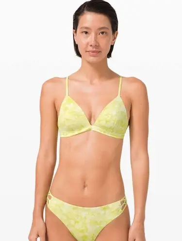 Lululemon ‎ Deep Sea Swim Top Size 6 Dappled Blossom Yellow Multi New