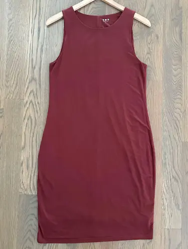 Three Dots Crew Neck Sleeveless Bodycon Dress in Cranberry Red Size Medium