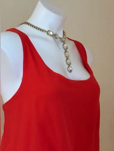 Bisou Bisou Beautiful Red Orange Maxi Dress Pleated Sheer Bottom Sz. 14 …