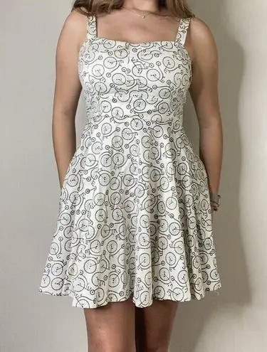 Ixia White & Black Bicycle Print Pinup Fit &Flare Mini Dress Size Large