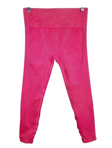 JoyLab Hot Pink Ribbed Seamless High Waist Gym Workout Leggings Large Barbiecore