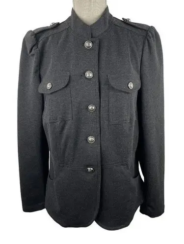 INC INTERNATIONAL CONCEPTS Women's Military Style Ponte Knit Jacket Large Gray