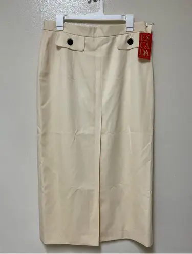 VTG NWT 80s Escada Margaretha Ley Cream Midi Skirt Midi Sz 42 Wool Blend READ