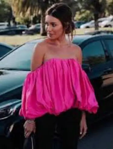 Acler AUS Franklin Magenta Off the Shoulder Pleated Bubble Top AU Fashion Week 4 Pink