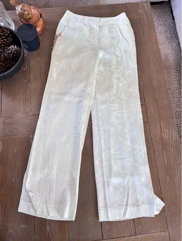 HELLESSY Floral Print Satin Pants in Mint Green Size 4