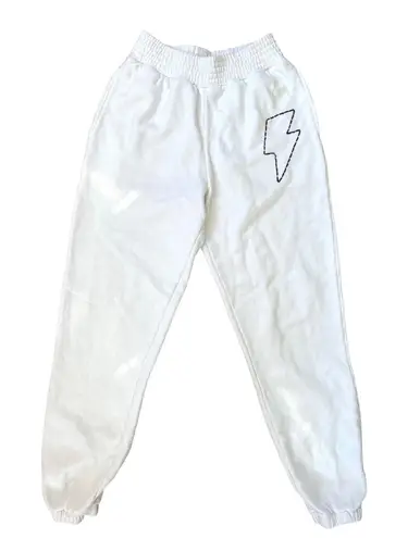 Unemployed Denim White Embroidered Sweatpants XS Lightning Bolt Streetwear EUC