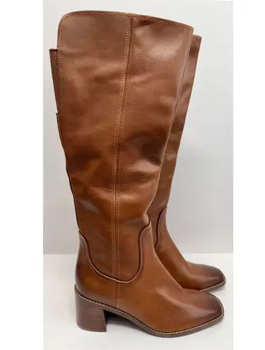 Naturalizer 27 EDIT Knee High Boots Size 6 Brown Leather Square Toe Block Heel