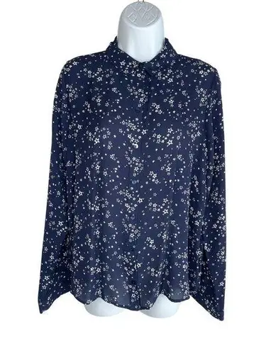 Atmosphere Womens Star Print Long Sleeve Blouse Navy Size 8