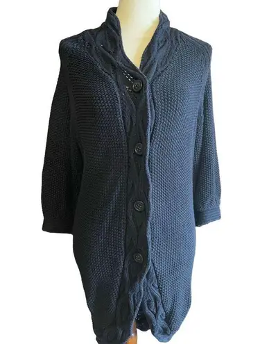 Calvin Klein Jeans  Black Long Cardigan Knitted Button Up Size M