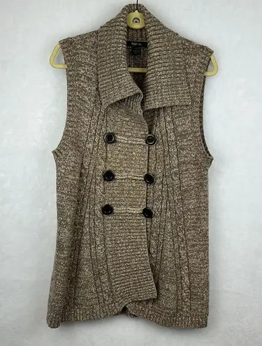 Style & Co . Womens Tan Brown Collared Sleeveless Vest Sweater Size Large