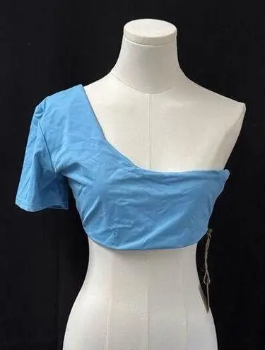 FP Toast Swim One Shoulder Crop Bikini Top Sky Blue Sz Sm