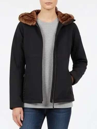 Marmot  Black Faux Fur Hood Softshell Jacket Size L - Image 1