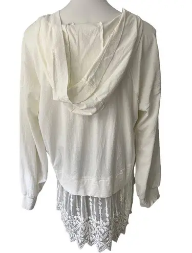 Monoreno Long Sleeve Hooded Top with Lace Trim, Sz M
