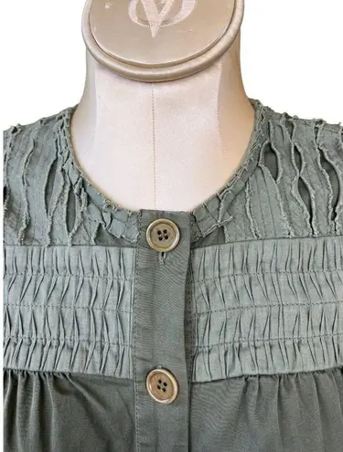 BCBGMAXAZRIA  Military Green Button Down Short Sleeve Blouse Women’s Size Medium