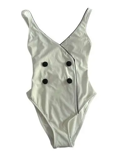 Solid & Striped Sz XS Juliette Tuxedo Style White Black One Piece Swimsuit NWT