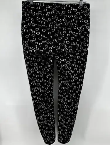 Blackheart  Cat Print Super Skinny Jeans Mid Ankle Cotton Black White 9 32x31