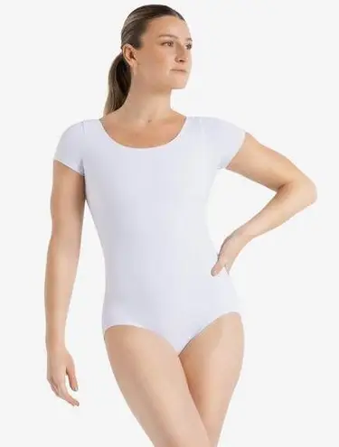 Capezio NWT Team Basics Short Sleeve Leotard in White Size Small
