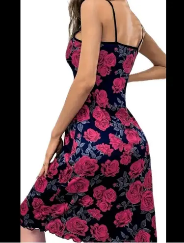 Pink Rose & Black, Midi, Night Gown Multi Size XL