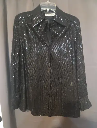Leo Narducci Black Sequin Jacket, Women's Medium Cardigan Blazer, Evening Coat - Image 1