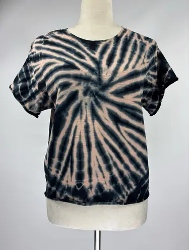 Nation Ltd Terrin Snap Tie Dye T-Shirt Tee Peach Black XS Short Sleeve Snaps