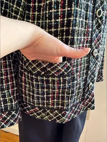 Buttons TOG Shop. Multi Color Plaid Blazer SZ 12 P W Pockets Black & Gold  thumbnail 4