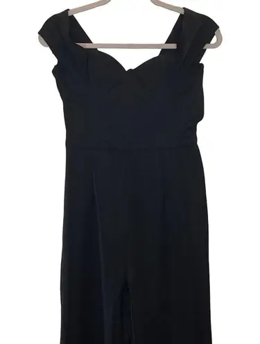 Few Moda jumpsuit black cocktail party sleeveless off shoulder wide leg L