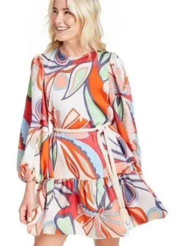 Alexis For Target Dress Mixed Floral Long Sleeve Rope
Belt Tiered NWT XS