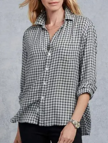 Frank & Eileen Barry Gingham Check Shirt XS Navy White Cotton Button Down