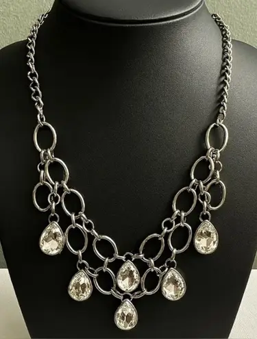 Vintage Havana Vintage Y2K Womens Tiered Teardrop Rhinestone Chain Statement Princess Necklace