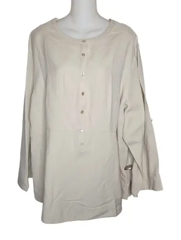 Silhouettes Linen Blend Pull Over Blouse Top Size 2x