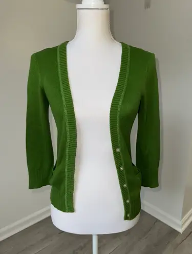 Aeropostale  Green Button Front Cardigan Sweater Medium Cotton Blend Y2K - Image 1