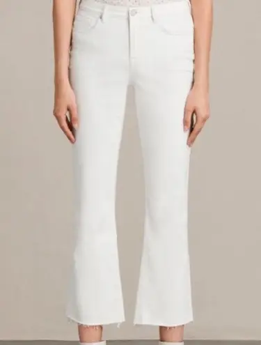 All Saints Women’s 27 Zoe Cropped Bootcut Jeans Frayed Raw Hemline Zipper