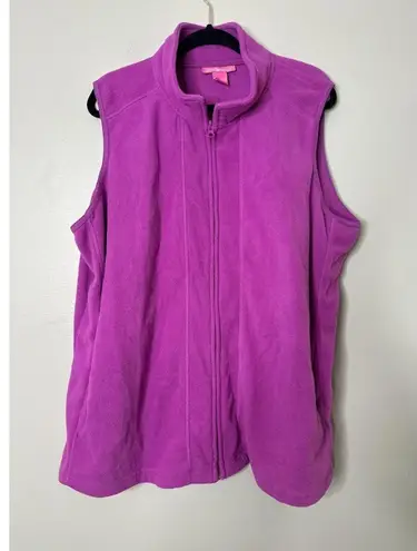 Woman Within Jacket Vest Womens 1X Full Zip Soft Fleece Outdoor Purple Hiking