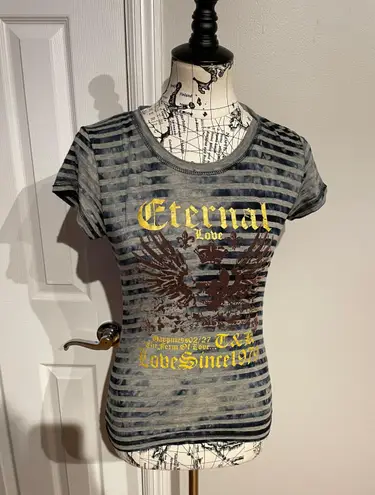 Miss Sixty Vintage Y2k Tee Short Sleeve Muscle Striped Print Velvet Graphic