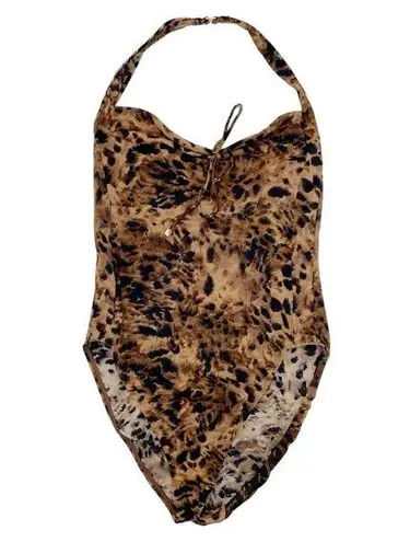 Victoria's Secret  Y2K Leopard Print Halter Neck High Cut One Piece Swimsuit 12