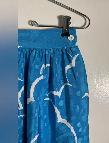 MGM vintage Blue Tropical Print midi Skirt, palm trees, beach. S