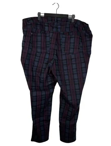 Est. 1946 Denim Burgundy Blue Plaid Skinny Leg Pants Curvy Size 20W NEW