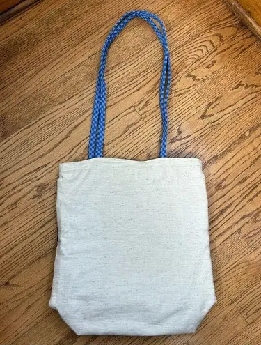 Boho Quilted And Stitched Canvas Art Deco Tote Bag Blue