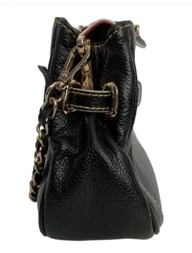 Zardangs Molly Chain Strap Black Leather Clutch Convertible Bag Purse